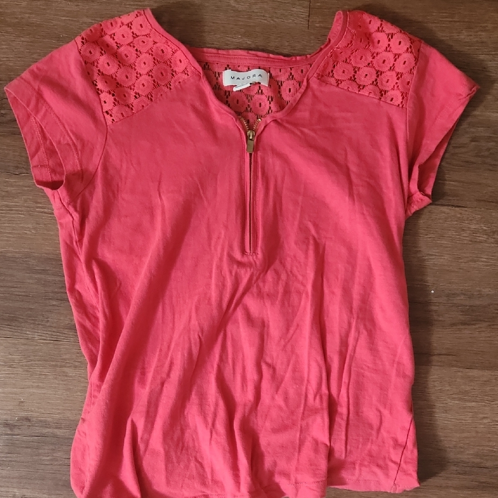 Coral Lace Accent Women's Top
